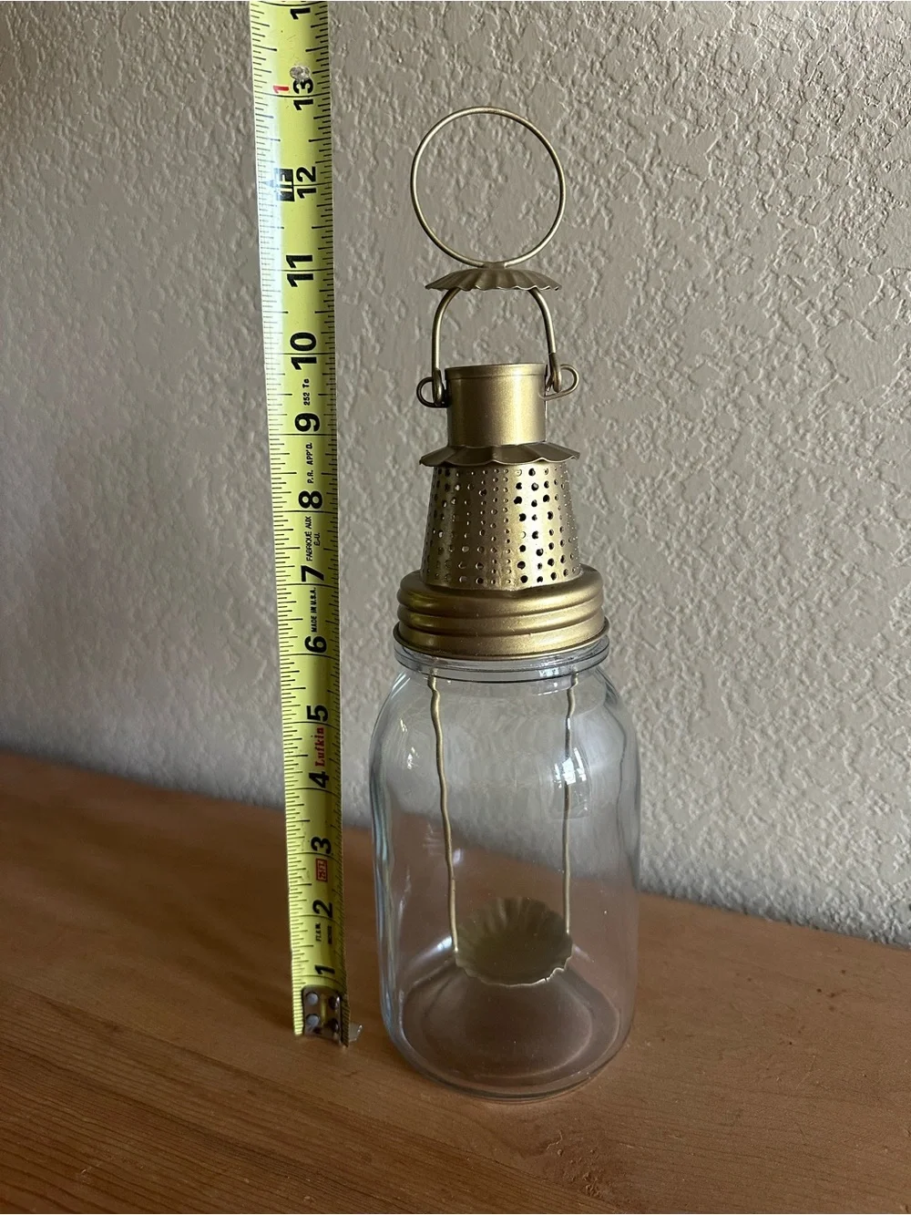 🕯️ Magnolia Gold/Brass Glass Jar Tea Light Lantern - Decorative Home Accent